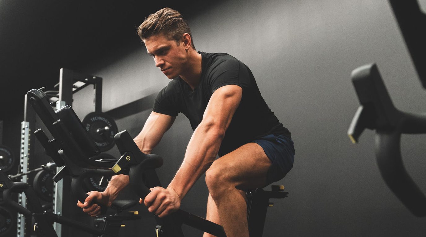 Triathlete performing gym-based strength and conditioning training